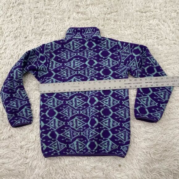 PATAGONIA SYNCHILLA Fleece Sweater Womens XXS 1/4 Button Snap-T Aztec Print - Picture 10 of 12